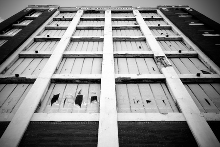 The face of a decrepit building.